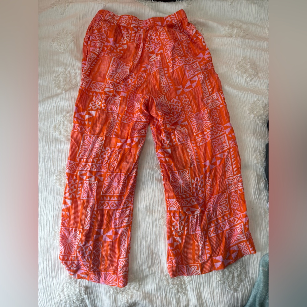 Vibrant Orange and Pink Patterned Pants